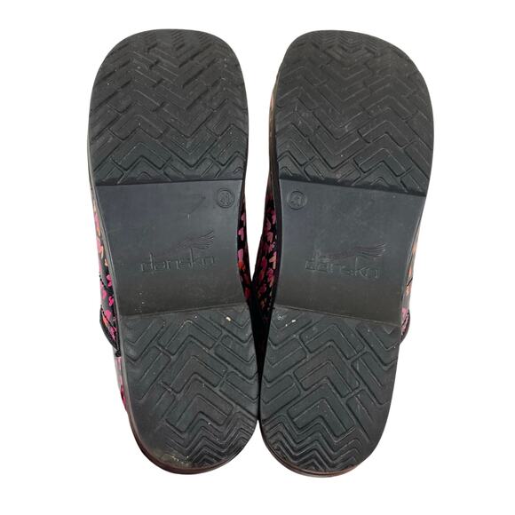 Dansko Heart Print Clogs Leather Nursing Comfort Work Shoes Pink Black EU 41 - Picture 8 of 9